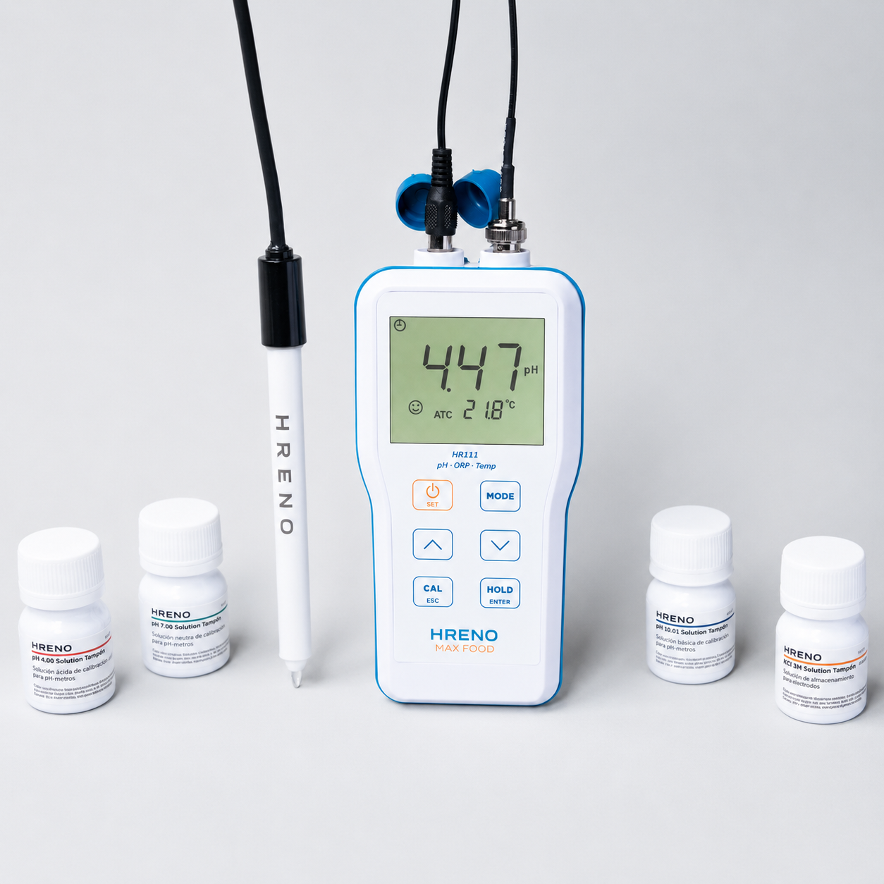 Medidor pH ORP Temperatura Digital Portátil Alimentos Semissólidos Eletrodo PTFE | HRENO HR111 MAX FOOD 2 Medidor pH ORP Temperatura Digital Portátil Alimentos Semissólidos Eletrodo PTFE | HRENO HR111 MAX FOOD - Imagem 2