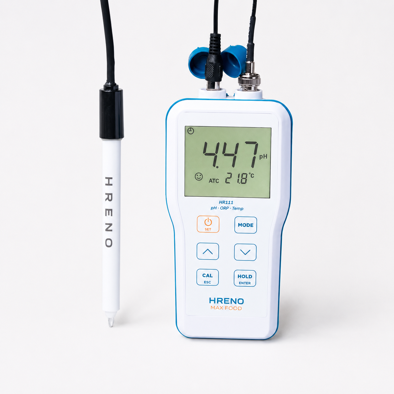 Medidor pH ORP Temperatura Digital Portátil Alimentos Semissólidos Eletrodo PTFE | HRENO HR111 MAX FOOD 1 Medidor pH ORP Temperatura Digital Portátil Alimentos Semissólidos Eletrodo PTFE | HRENO HR111 MAX FOOD