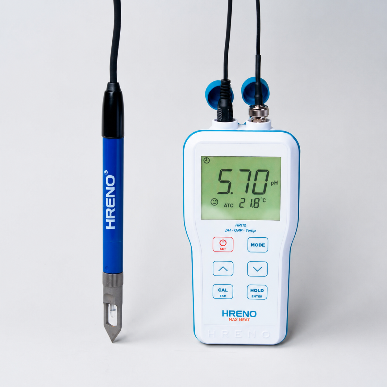 Medidor pH Carne ORP Temperatura Digital Portátil Laboratório | HRENO HR112 MAX MEAT