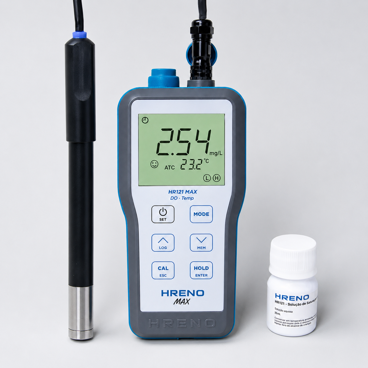 Medidor Oxigênio Dissolvido Temperatura Digital Portatil Sonda Óptica | HRENO HR121 MAX 2 Medidor Oxigênio Dissolvido Temperatura Digital Portatil Sonda Óptica | HRENO HR121 MAX - Imagem 2