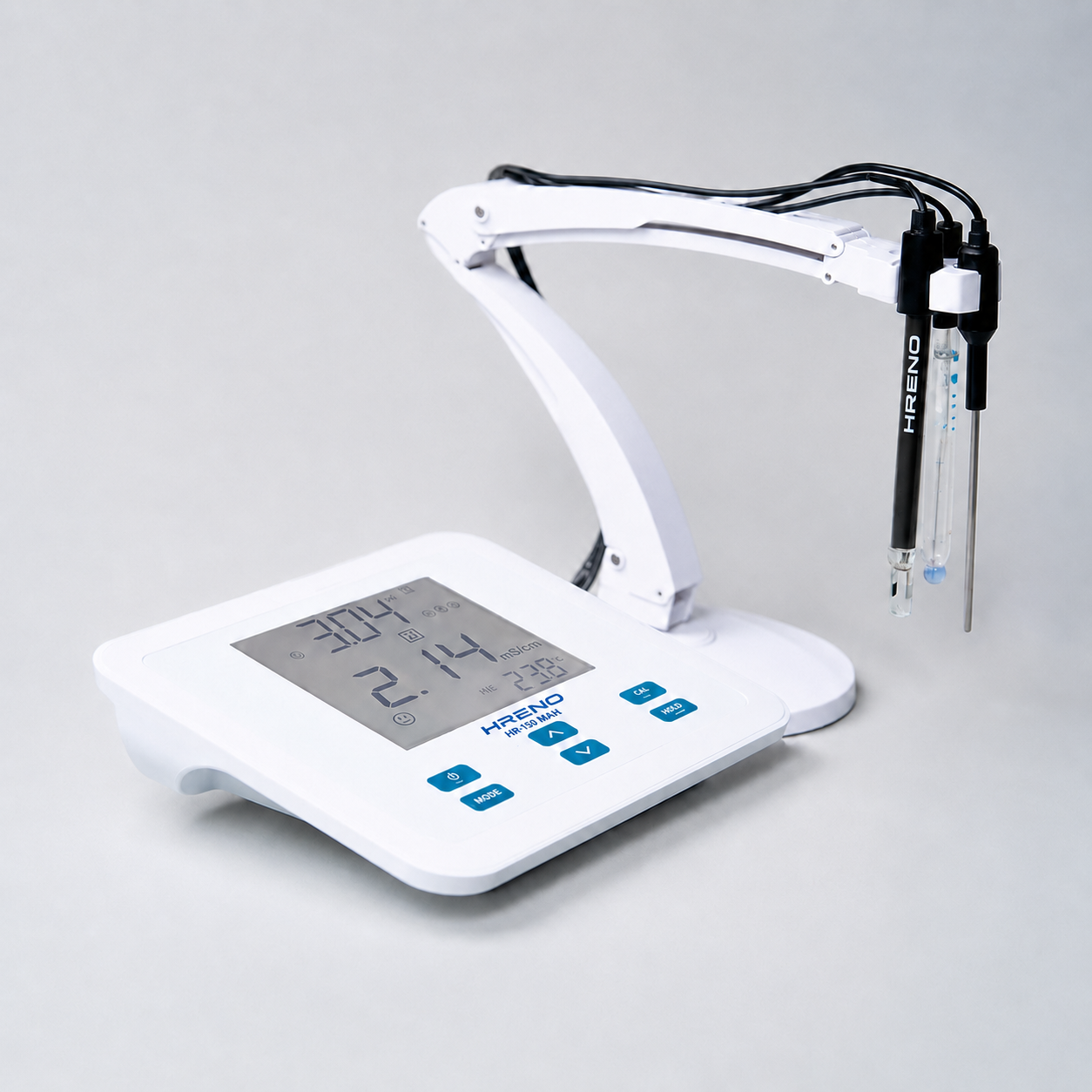 Medidor pH EC TDS Salinidade Temperatura Digital de Bancada Laboratório | HRENO HR150 MAX 1 Medidor pH EC TDS Salinidade Temperatura Digital de Bancada Laboratório | HRENO HR150 MAX