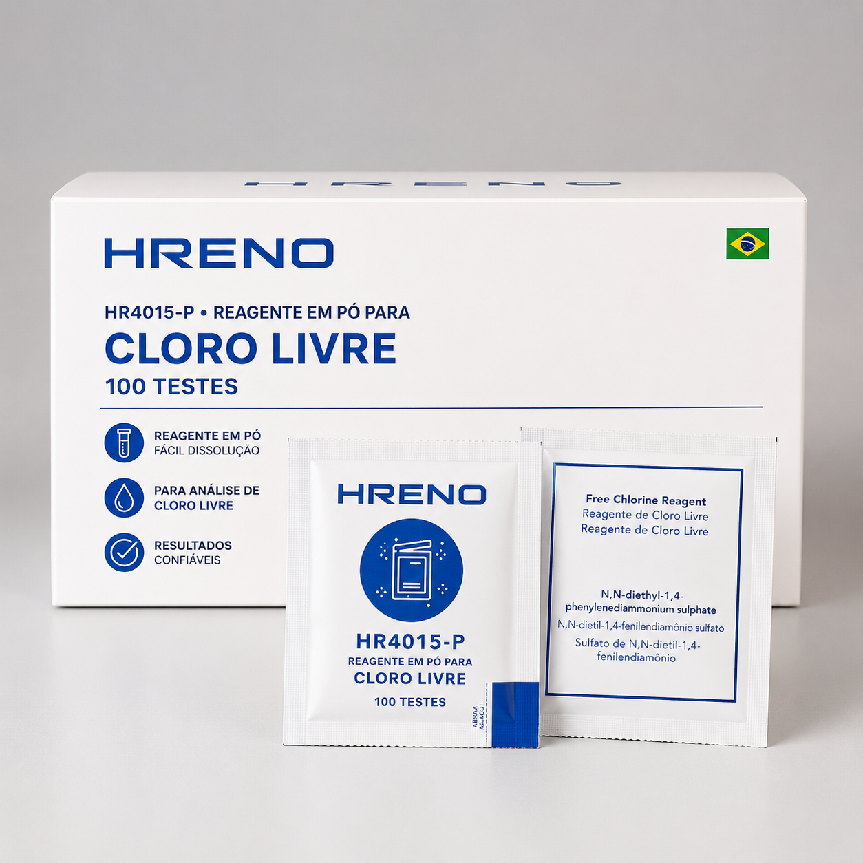 Reagente Cloro Livre Em Pó 100 Testes | HRENO HR4015-P
